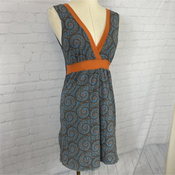 ⭐ 3/$15 Vintage Y2K Sweet Pea Small Blue Orange Floral Mesh Tank Mini Dress - Picture 2 of 10